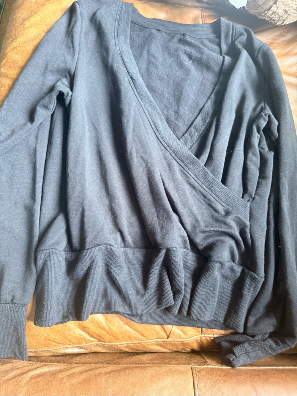 Athleta Black Wrap V-Neck Sweater